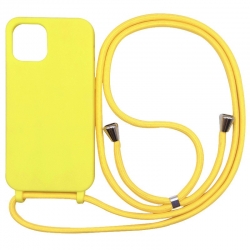 iPhone 13 Pro Θήκη με Λουράκι Κίτρινη Soft Touch Cover Case With Neck Strap Yellow