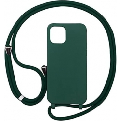 iPhone 13 Pro Θήκη με Λουράκι Σκούρο Πράσινη Soft Touch Cover Case With Neck Strap Dark Green