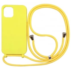iPhone 14 Pro Max Θήκη με Λουράκι Κίτρινη Soft Touch Cover Case With Neck Strap Yellow