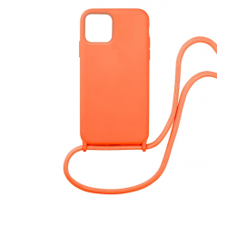 iPhone 14 Θήκη με Λουράκι Πορτοκαλί Soft Touch Cover Case With Neck Strap Orange