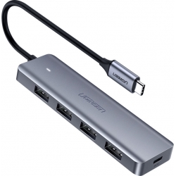 Ugreen CM219 USB 3.0 Hub 5 Θυρών με σύνδεση USB-C Γκρι (70336)