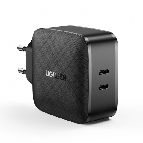 Ugreen Φορτιστής Χωρίς Καλώδιο με 2 Θύρες USB-C 66W Quick Charge 3.0 / Quick Charge 2.0 / Power Delivery Μαύρος (CD216)