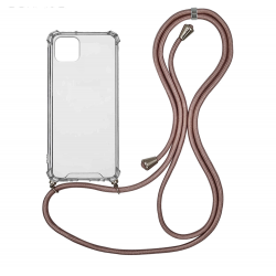 iPhone 13 Θήκη με Λουράκι Four-corner Shockproof Transparent TPU Protective Case with Lanyard Light Purple