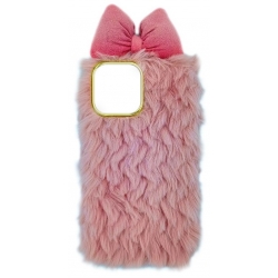 iPhone 11 Θήκη Σιλικόνης Ροζ Φιογκάκι 3D Cute Fluffy Animals Soft Cover Case