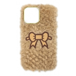 iPhone 11 Θήκη Σιλικόνης Καφέ Φιογκάκι 3D Cute Fluffy Animals Soft Cover Case