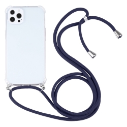 iPhone 13 Pro Max Θήκη με Λουράκι Four-corner Shockproof Transparent TPU Protective Case with Lanyard Dark Blue